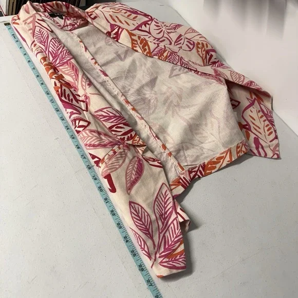 Lulus Blazer Womens Small Linen Blend Floral Leaf Print Open Front Jacket NEW - Picture 4 of 11